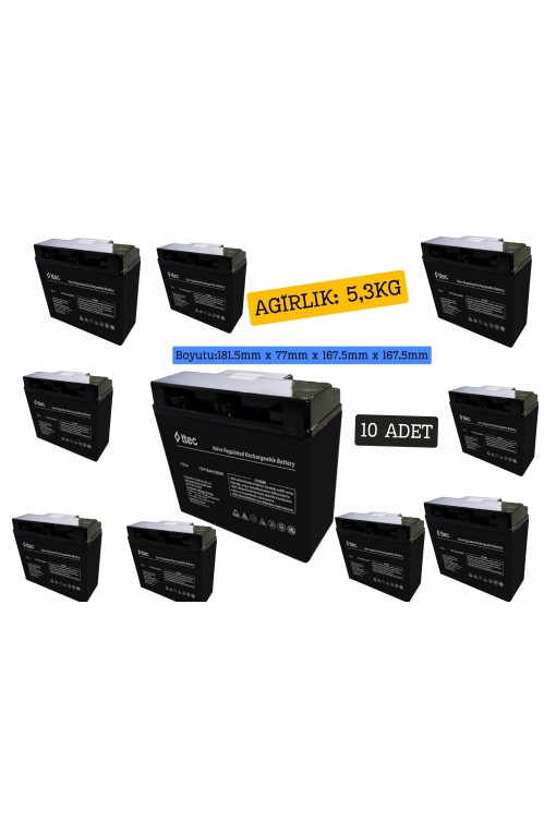 ttec 12V 18Ah Bakımsız Kuru Akü 10 Adet ttec 12V 18Ah Bakımsız Kuru Akü 10 Adet